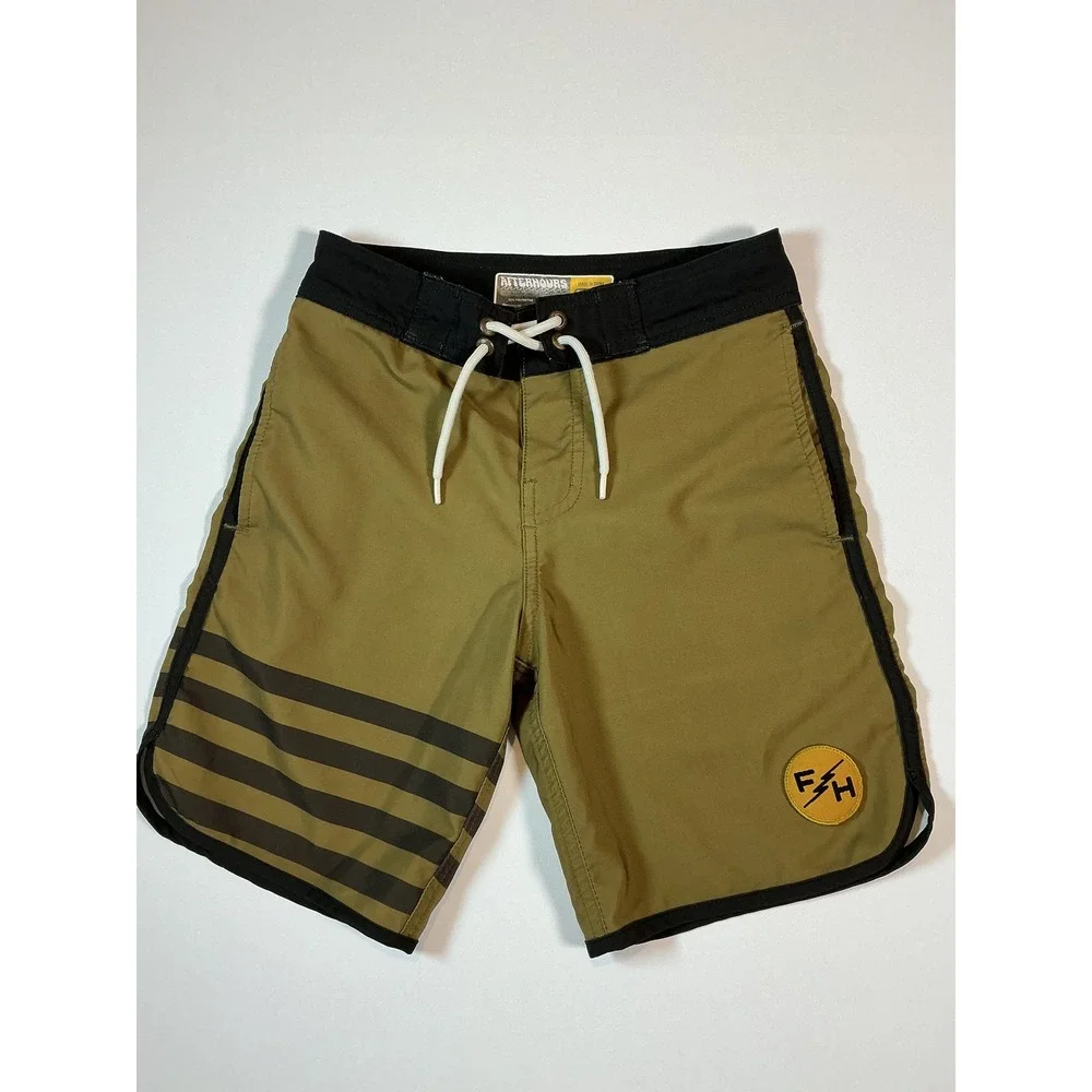 Fasthouse After Hours Bomber Boardshorts Olive Youth Boys Swim Trunks Size 24
